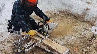 milling small log in realtime with Alaskan chainsaw mill