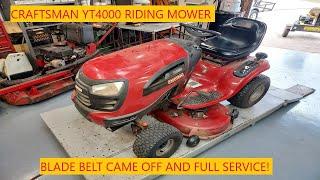 Craftsman YT4000 Riding Mower | Broken Blade Belt And Full Service!