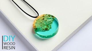 Round Pendant Made Of Wood And Resin | Resin Jewelry