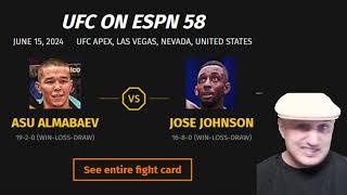 ASU Almabaev vs. Jose Johnson Prediction and Bet UFC on ESPN 58 Perez vs. Taira