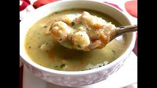 SOUPE AUX POIREAUX ET CREVETTES