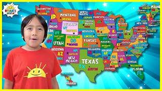 Learn 50 United States of America Name with Capitals for Kids and Abbreviation of USA!!