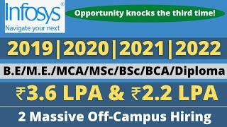 Infosys Recruitment 2022| Off Campus for 2019 2020 2021 2022 |BE ME MCA MSC BSc BCA Diploma| Phase 3