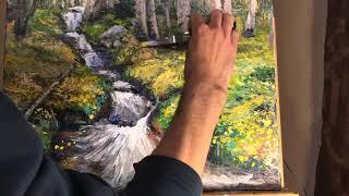 Palette Knife Painting - Autumn Mountain Stream