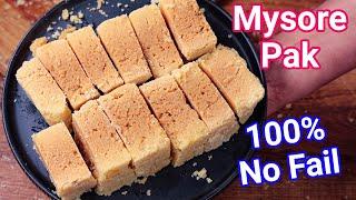 Mysore Pak Recipe with Secret Tips & Tricks Halwai Style | Homemade Ghee Mysore Pak - No Fail Recipe