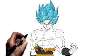 How To Draw Goku SSJ Blue | Step By Step | Dragon Ball