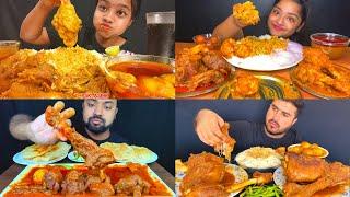 ASMR; EATING SPICY*MUTTON CURRY,CHICKEN/EGG CURRY,MUTTON FAT CURRY,RICE EATING CHALLENGE MUKBANG 2X