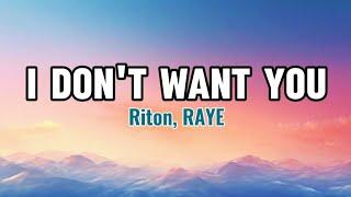 Riton, RAYE - I Don't Want You (Lyrics)