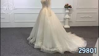 29801-BYG OFF-WHITE SIMPLE LACE A-LINE WEDDING DRESS