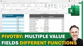 Excel PIVOTBY Multiple Value Fields Using Different Functions - SUM and AVERAGE