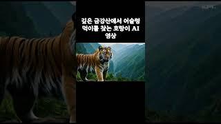 금강산에서 어슬렁 먹이를 찾으려 다니는 호랑이 AI 영상