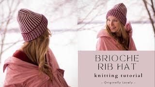 Brioche Rib Hat KNITTING Pattern & Tutorial | step-by-step easy ribbed two color foldover beanie