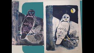 Gelli print tutorial - collagraph owl