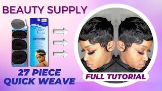 Beauty Supply Pixie Quick Weave Tutorial | How To | FULL TUTORIAL DETAILED