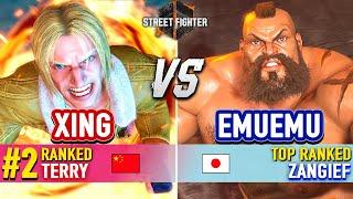 SF6  XING (#2 Ranked Terry) vs EMUEMU (Top Ranked Zangief)  Street Fighter 6 High Level Gameplay