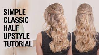 Simple Classic Half Upstyle Tutorial | Bridal Styling Partial Updo Glam Waves | Kenra Professional