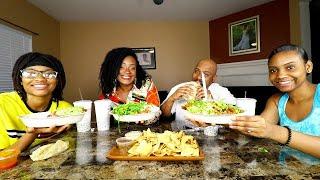 CHIPOTLE MUKBANG! I'M OLD BECAUSE I WANT TO MAKE A DUMP CAKE? LAWD!