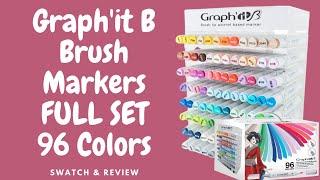 Graph'it B Alcohol Brush & Fineliner Marker 96 colors set Review & Swatch Color Chart