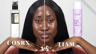 Cosrx Snail Mucin Power Essence vs Tiam Snail and Azulene Water Essence Review on Dark Skin