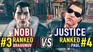 T8  NOBI (#3 Ranked Dragunov) vs JUSTICE (#4 Ranked Paul)  Tekken 8 High Level Gameplay