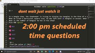 (2:00)pm scheduled Test Aptitude questions || GOLDMAN SACHS APTITUDE TEST