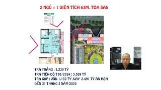 2 NGỦ + 1 DIỆN TÍCH 63M TÒA SA5 MÃ CĂN 13