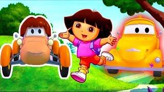 Tom The Tow Truck's Paint Shop: Katie is Dora the Explorer | Truck and car cartoons for kids