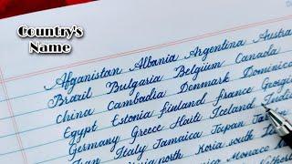 how to write most beautiful cursive handwriting country's name handwriting in english