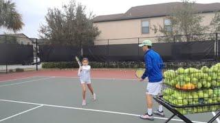 Kids beginner tennis backhand taught by Coach Joe