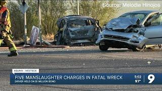 Woman charged with five counts of manslaughter in fiery crash