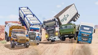 American Semi vs Russian Kamaz vs European MAN Truck - Epic Truck Battle | BeamNG.drive