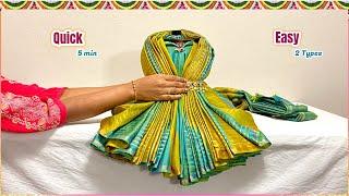 Quick and Easy Varamahalakshmi saree draping || How to drape saree for varamahalakshmi kalasha