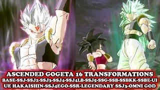 Ascended Gogeta 16 Forms [Base-SSJ-2-3-4-4LB-5-SSG-SSB-BKK-SSBE-UI-GoD-4UE-SSR-Legendary- Omni] XV2