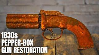 Restoring 200 Year Rusted Pepperbox Revolver !!! Rusty Gun Restoration