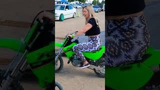 Me telling Wyatt the Riot it's a slow race! #kx65 #stacyc #motomom #momlife #drift Watch our video!!