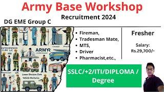 Army Base Workshop Recruitment 2025 | DG EME Group C Recruitment 2025 | Central Government Jobs 2025