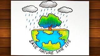 World Nature Conservation Day Drawing || Nature Conservation Poster Drawing || Save Water Save Life.