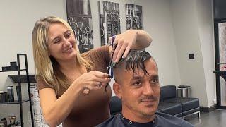 Men's Haircut Tutorial | How to Fade by Lady Barber Ashlee