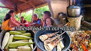 Cook countryside food recipes & eat with family |  fresh corn, labong and kiampao for dinner