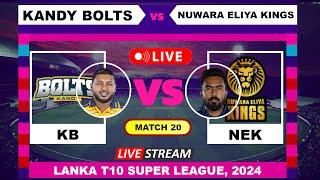 Kandy Bolts vs Nuwara Eliya Kings T10 Live Cricket | Lanka T10 Super League English Commentary