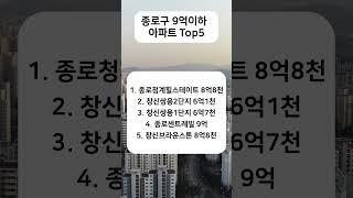 서울 종로구 9억 이하 아파트 Top5