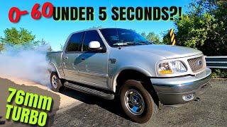 Can a SINGLE TURBO make an old STOCK F150 do 0-60 in under 5 seconds?!