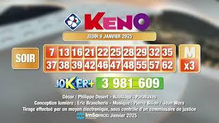 Tirage du soir Keno® du 09 janvier 2025 - Résultat officiel - FDJ