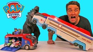 Paw Patrol Mission Cruiser Godzilla Attack !  || Toy Reviews || Konas2002