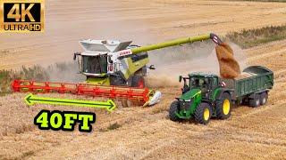 4K ULTIMATE MACHINERY XXL LARGEST Claas Lexion 8700 Harvesting Wheat + John Deere Tractor