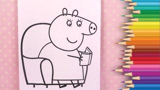 Colorie avec Moi Maman Pig Lecture aux Crayons de Couleurs