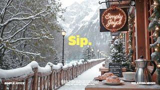 Soft Music for Winter Mornings | Cozy Winter Café Ambience | Snowy Mountain Retreat