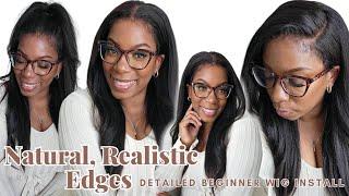 AFFORDABLE Natural Wig! Yaki Straight DETAILED Wig Install Bye Bye Knots Kinky Edges Klaiyi Hair