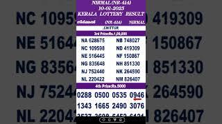 NIRMAL NR-414 LOTTERY RESULT | 10-01-2025 KERALA LOTTERY RESULT | TODAY NIRMAL KERALA LOTTERY RESULT