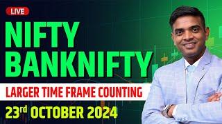 Live Market Analysis for Tomorrow 23 Oct. | Nifty & Bank Nifty Elliott Wave Prediction | Chartkingz